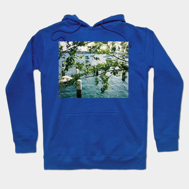 Harbour Haven: Sydney Dock Through Tree Branches Film Photo Hoodie by HFGJewels